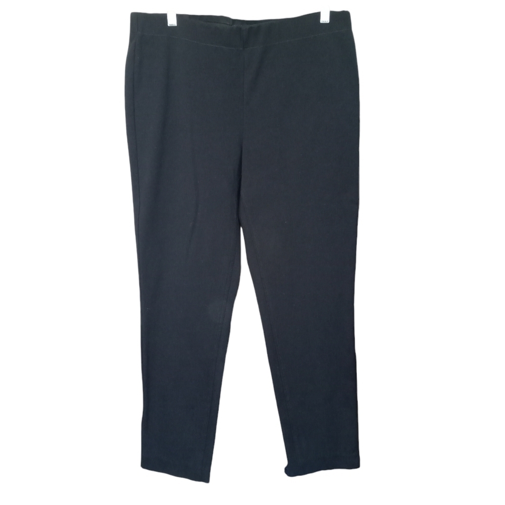 Saks Fifth Avenue Black Label Flat Front Pull On Ponte Knit Pants Black Size 12